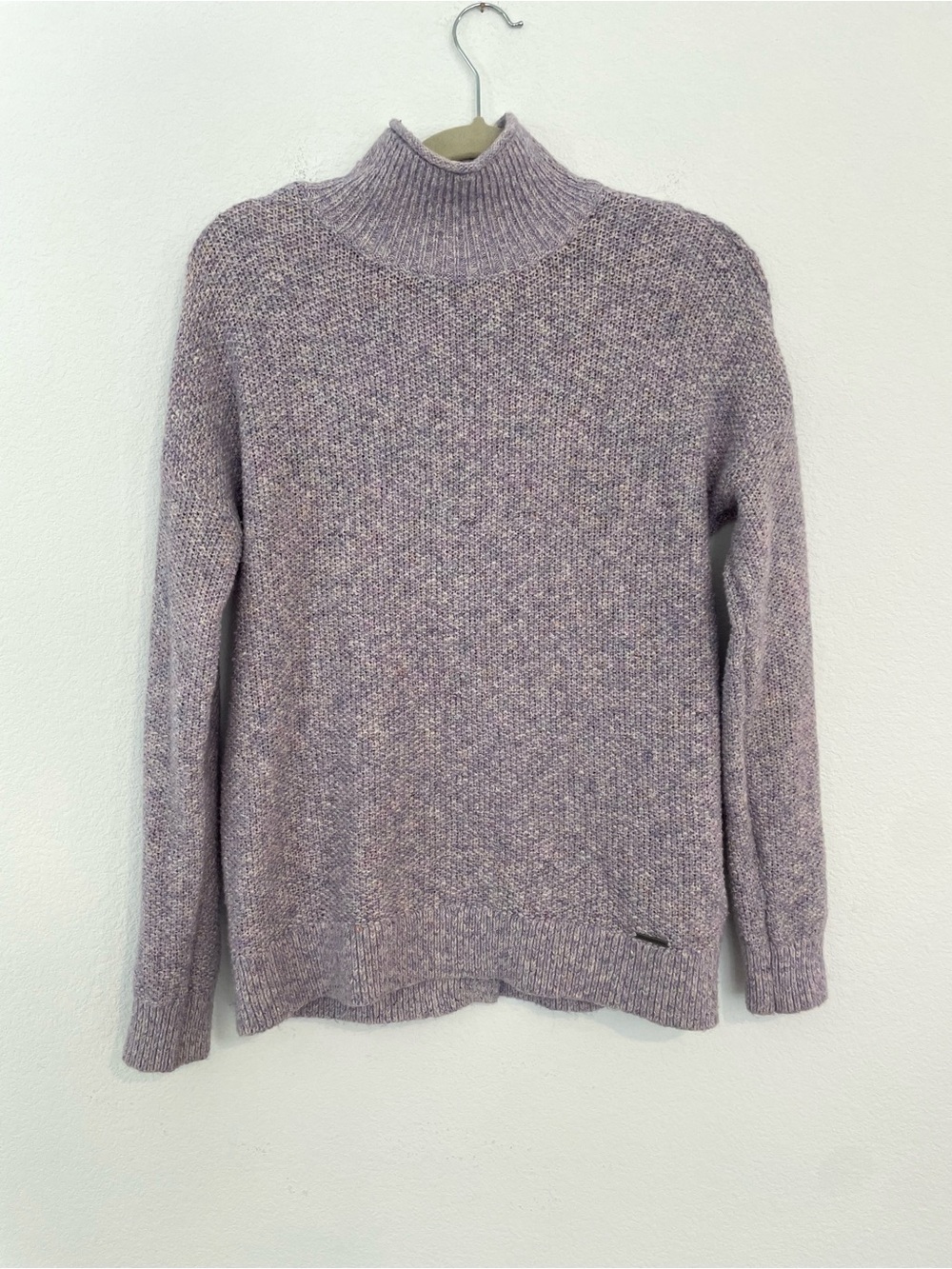 Abercrombie & Fitch Heather Lavender Mock Neck Button Back Sweater